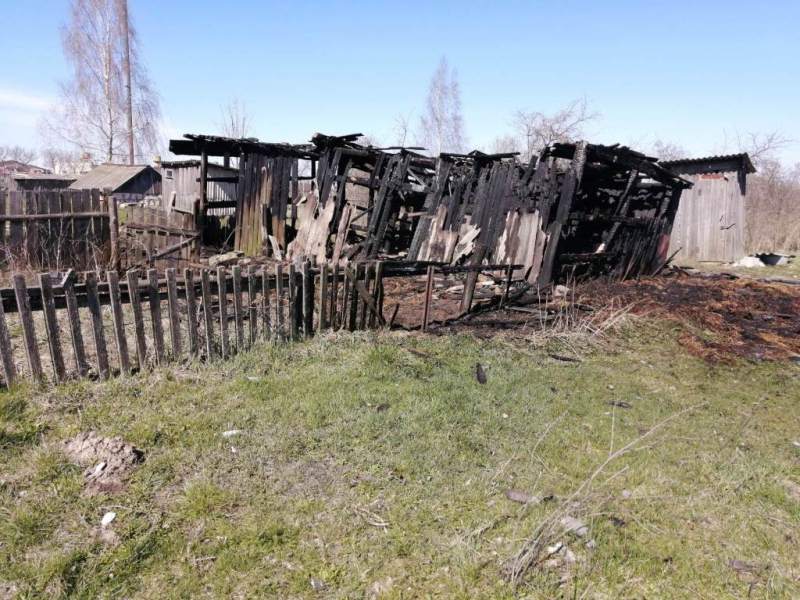 Огонь уничтожил хозяйственные постройки в Заболотье