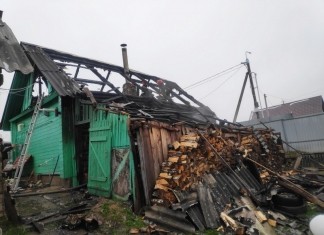 Пожар в Мстиславле на улице Герцена