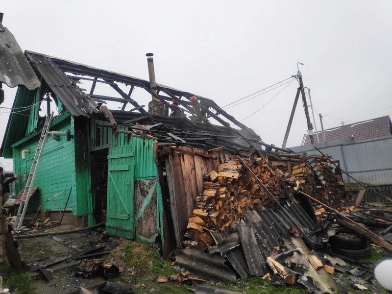 Пожар в Мстиславле на улице Герцена