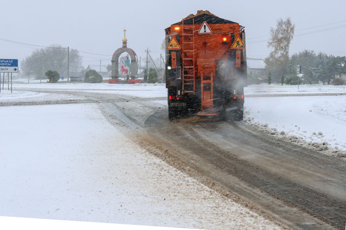 В Мстиславле выпал первый снег. Синоптики предупреждают о сильных осадках и гололедице