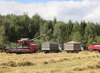 На уборке зерновых — комбайны «Агромашсервиса» и спасатели