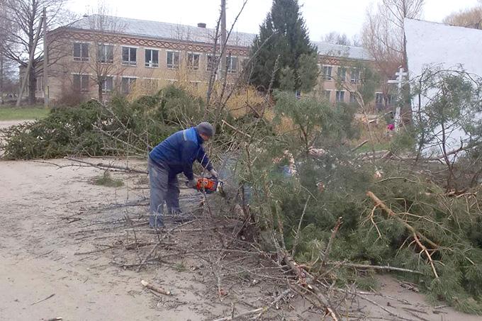 Жители д. Усполье привели в порядок территорию у памятного знака