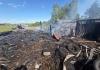 В Мстиславском районе произошёл пожар. Огонь уничтожил строение.