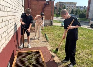 В Мстиславле школьники присоединились к благоустройству дворов