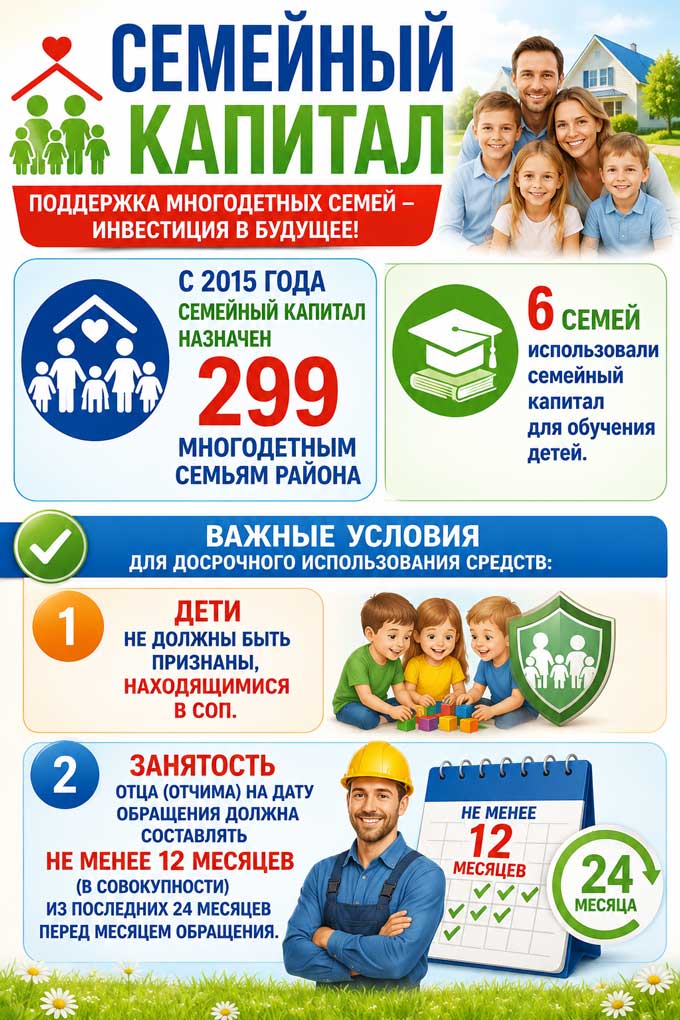 Многодетные семьи могут досрочно направить семейный капитал на обучение